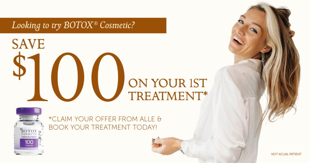 Save $100 on your first BOTOX treatment - claim your offer from Alle and book today!