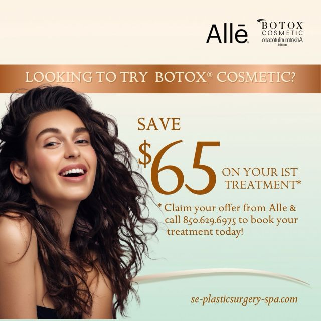 Considering BOTOX® Cosmetic? Now is the perfect time to try it! Enjoy $65 off your first treatment of BOTOX® Cosmetic, the only FDA-approved solution to temporarily improve the appearance of moderate to severe frown lines, crow’s feet, and forehead lines.

Click the link in bio to see if you qualify for this special offer and start your journey toward a refreshed appearance.

To schedule a consultation with our expert injectors or to learn more, call us at 850-783-4711 💉✨

#botox #botoxinjections #botoxcosmetic #expertisematters #expertinjector #frownlines #crowsfeet #foreheadlines