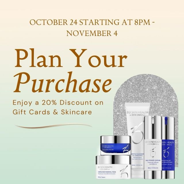 Our Exclusive Online Shopping Event is just 3 days away — starting October 24 at 8pm to November 4! 

Now’s the time to plan your purchase and take advantage of 20% off on all your favorite skincare products.

Whether you’re looking to prevent signs of aging, brighten, or renew your skin, we’ve got you covered! Swipe through to find the perfect products for your skin concerns, see their benefits, and check out the special pricing with 20% off.

Have questions about any of our products or our upcoming event? Call our office at 850.786.2659.

#onlineshoppingevent #skincaresale #beautyessentials #skincareproducts #antiaging #brighteningskincare #skincareroutine #tallahasseespa #exclusiveoffer #skincaredeals #renewyourskin #zoskinhealth #zoskincare #isclinical #obagiskin @zoskinhealth @isclinical @obagimedical