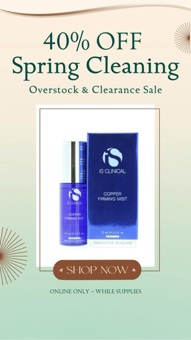 🌷 Spring Cleaning Overstock & Clearance Sale 🌷

Spring is here, and we’re celebrating the season of renewal and fresh starts! Enjoy 40% OFF select skincare favorites from top brands including iS Clinical, SkinMedica, Obagi, Cosmedix, PCA Skin, and Zo.

Hurry—this exclusive offer is available only while supplies last!

✨ Discount automatically applied at checkout. Prices include sales taxes. ✨

*Please note: Spring Cleaning Sale items cannot be combined with or purchased using our 25th Anniversary 20% off Gift Card offer.

#springsale #springcleaning #clearancesale #skincaredeals #obagi #skinmedica #isclinical #cosmedix #pcaskin #zoskinhealth #skincaresavings #limitedtimeoffer #shopnow #skincareroutine #refreshyourskin #tallahassee #ihearttally #tallybeauty #tallahasseespa #tallahasseelocal