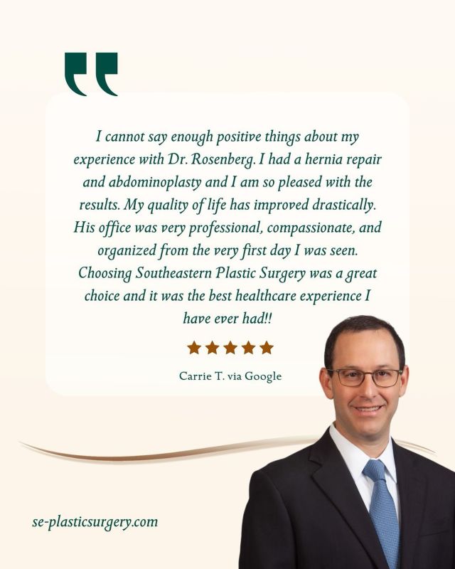 When it comes to your health and confidence, choosing the right surgeon makes all the difference.

Carrie’s experience with Dr. Rosenberg is a powerful reminder of the life-changing results that can come from expert care and a compassionate approach. 

We’re here for you if you’re considering surgery and want a team you can trust from consultation to recovery.

Call our office at 850.219.2000 to schedule a consultation or visit se-plasticsurgery.com to learn more.