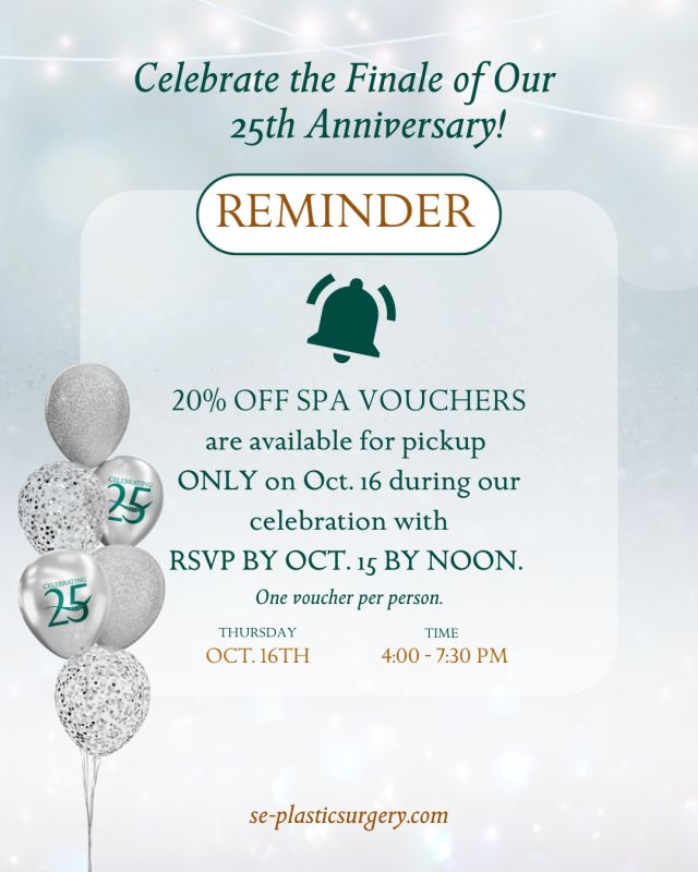 REMINDER ✨
20% OFF SPA VOUCHERS* are available for pickup ONLY on October 16 during out celebration with RSVP BY October 15th BY NOON

💥One voucher per person💥

RSVP at LINK in BIO