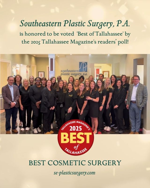 We're honored to announce that Southeastern Plastic Surgery has been named "Best Cosmetic Surgery in the 2025 Best of Tallahassee Awards.

Thank you to our incredible patients, their families, staff, and community for your continued trust and support. 

 #se_plasticsurgery 
#southeasternplasticsurgeryfl  #thespaatsps 
#BestofTallahassee 
#Tallahasseemagazine