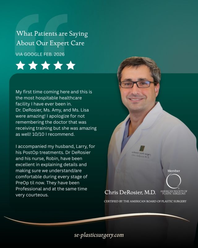 Dr. DeRosier is known for his expertise in reconstructive surgery for the face, breast, and body. His expertise includes  abdominal wall reconstructions on patients who’ve had multiple failed hernia surgeries and whose quality of life has suffered because of the wound, finding a successful solution for lower extremity wounds, people who are facing amputation, to enable patients to keep their leg and keep it working as before, and breast reconstruction – a mastectomy takes both a mental and physical toll on a woman and being able to offer options with implants reconstruction is life-changing. 

Dr. DeRosier's specialties include: 
1. internal bra/galaflex 
2. Novel reconstructive techniques ie limb salvage and or salvage breast disasters - 
3. Use of advanced biologics and technology.

Dr. DeRosier’s leadership in the field of reconstruction has resulted in Southeastern Plastic Surgery, P.A. becoming a regional referral center for secondary and tertiary abdominal wall reconstruction and limb salvage reconstruction. This allows patients to stay close to home and receive the individualized care they need.

Recognized nationally, Dr. DeRosier offers his expertise during multiple grand rounds and lectures to many medical centers throughout the United States. He has provided leadership to Tallahassee Memorial Hospital and the medical community by serving as Chairman of the Department of Surgery, Medical Director of the Skin and Soft Tissue Center, and was most recently elected to the Medical Executive Committee.

He lectures regularly at regional and national plastic surgery and orthopedic society conferences, sharing his expertise with his peers and taking the opportunity to learn from them.

As the region’s premier choice for cosmetic and reconstructive surgery, Southeastern Plastic Surgery, P.A. ��stays current with technological advancements that enhance your experience and deliver exceptional, natural results.
#drbenkirbo 
#Southeasternplasticsurgery_FL 
#expertisematters 
#internalbragalaflex 
#limbsalvage
#salvagebreastdisasters
#advancedbiologicstechnology